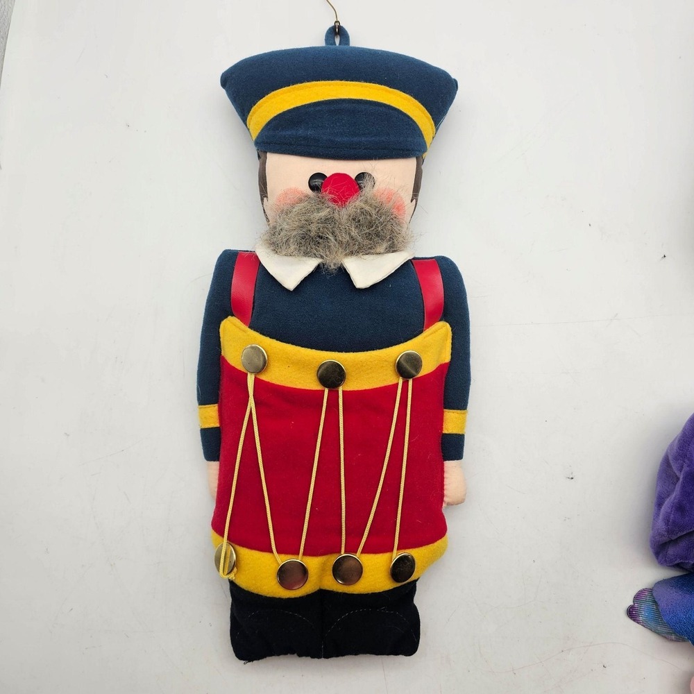 Vintage 1981 Hallmark Christmas Soldier Fabric Figurine Blue Large Hanging Decor